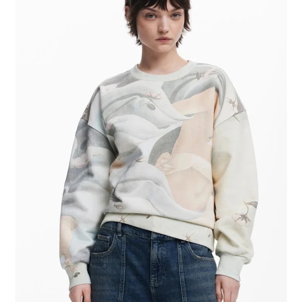 Desigual Pastel Arty Print Venus Crewneck Sweatshirt | L